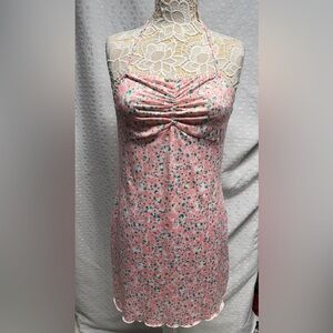 NWT Pink Floral tie around the neck Dress size medium